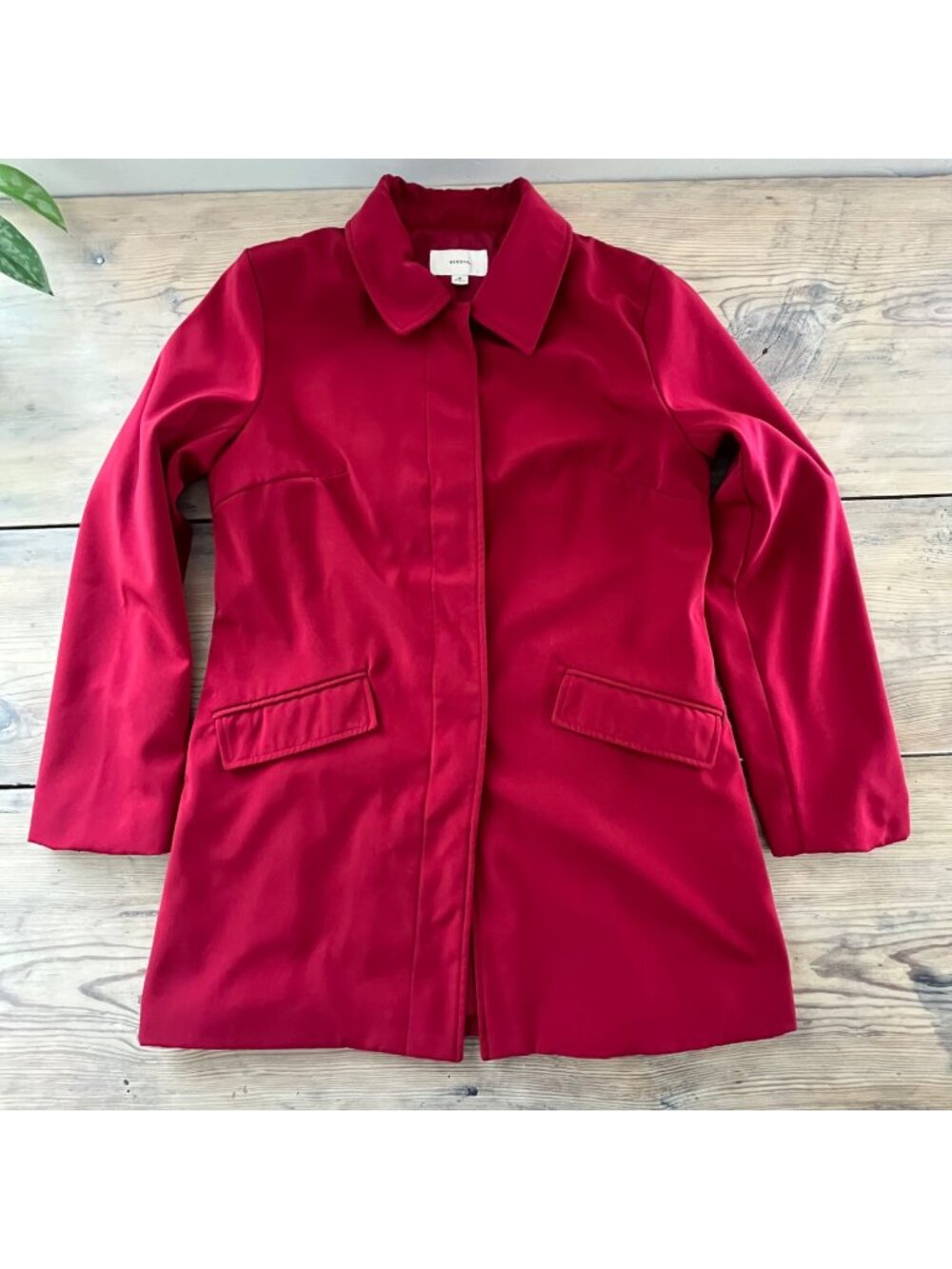 Merona Mid Length Trench Coat Womens M Red Retro Collard